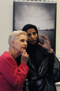 Artist Maitha Al Mehairbi speaking with Jan Du Plain