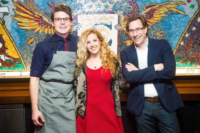 Columbia Room Head bartender JP Fetherston and co-owners Angie Salame and Derek Brown at Columbia Room launch reception by Daniel Swartz