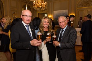 His Excellency Dirk Wouters - Water.org's Julie LaGuardia - Katcef Companies' Neal Katcef at the Stella Artois Buy a Lady a Drink Reception at the Belgian Ambassador Residence by John Robinson copy