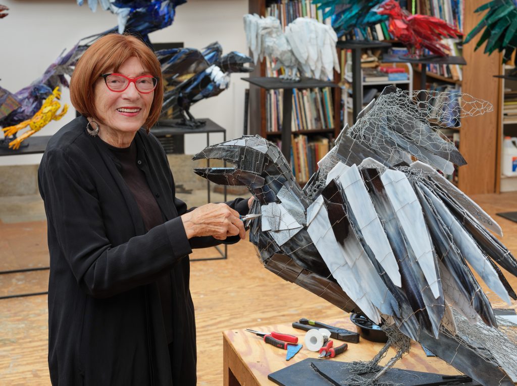 Joan Danziger portrait with raven 2024